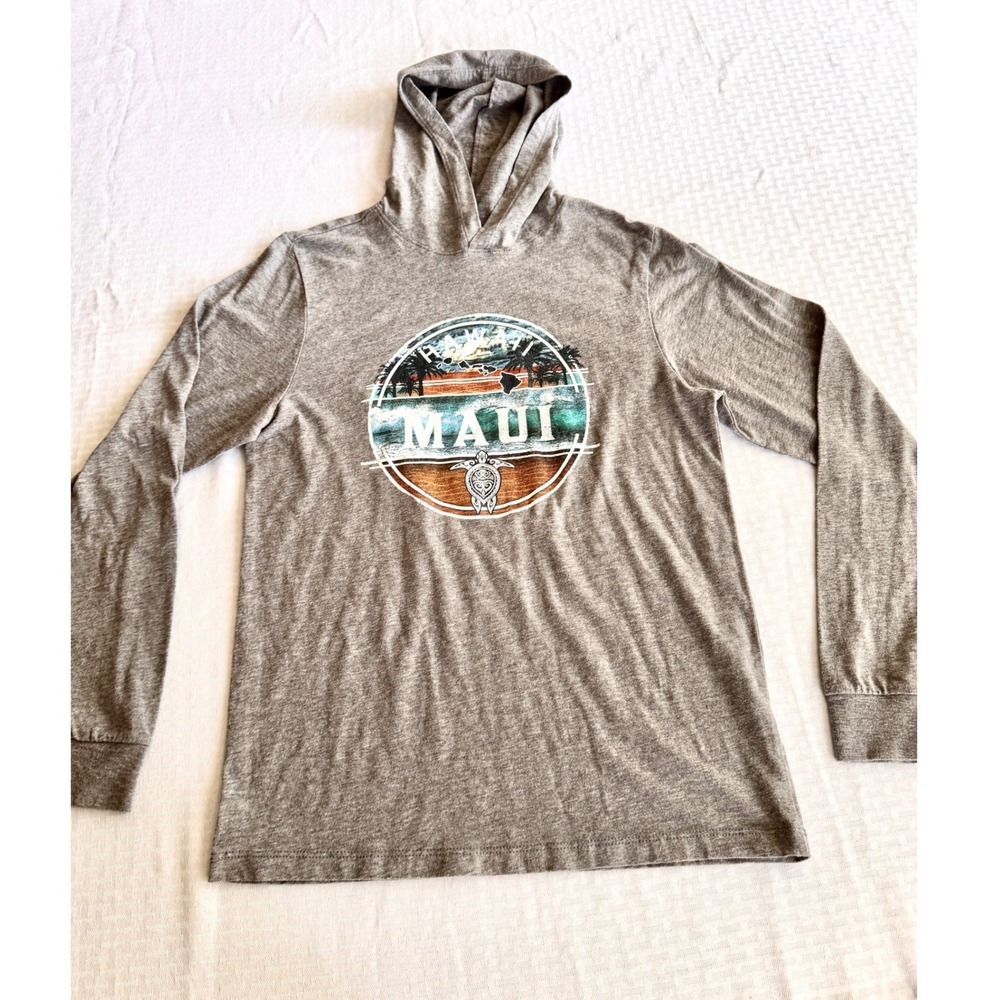 Pacific Maui Hawaii‎ Surf Beach Hoodie Mens Medium Gray Sea Turtle Graphic Tee